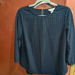 Christopher & Banks Navy Textured Blouse